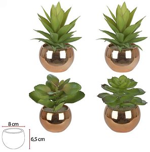 Folhagem Suculenta C/Vaso Verde 16cm